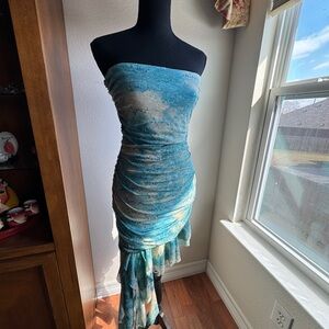 Elegant Blue Strapless Dress size 2/4 (S/M)